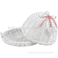 white wicker tray with cover & dome and heart shape wicker decoration